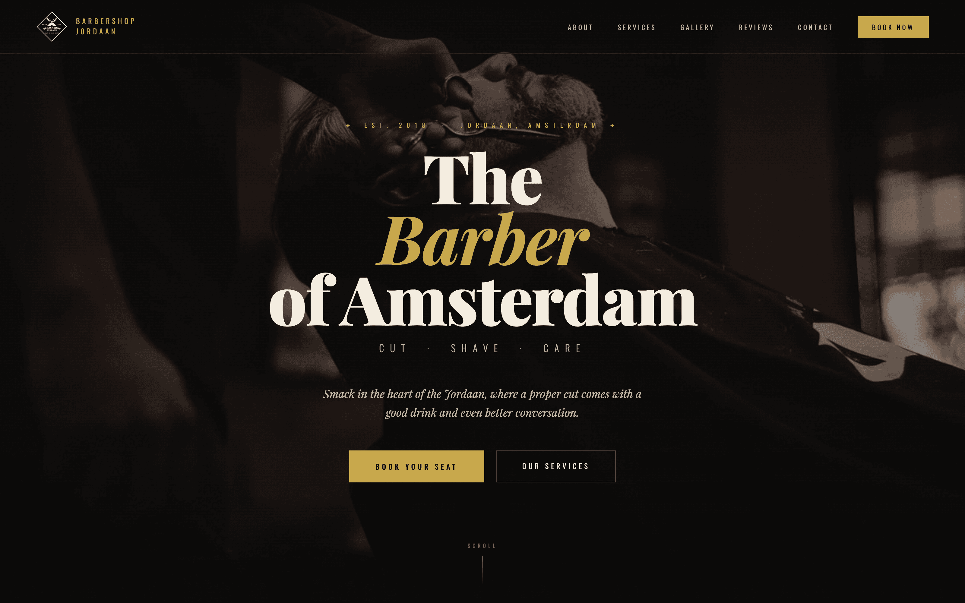 De website van Barbershop Jordaan
